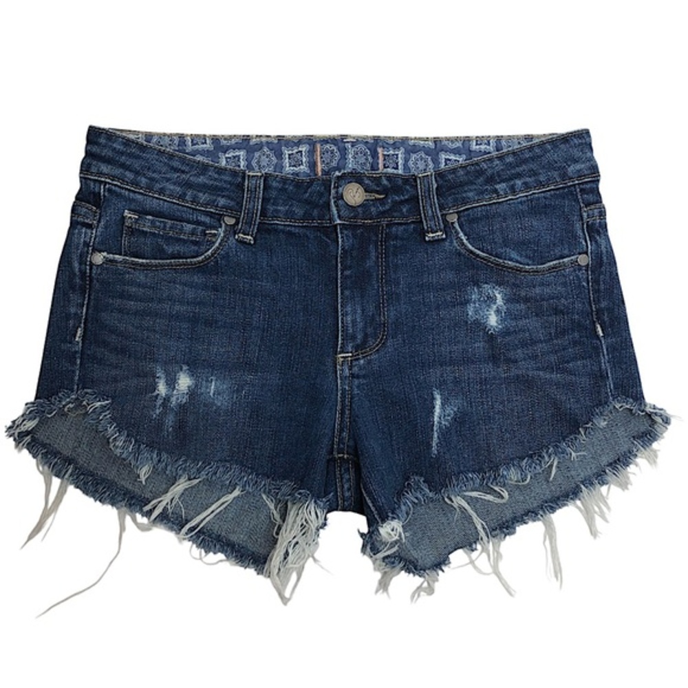 Paige Robertson Cutoff Raw Hem Low Rise Distress Denim Jean Shorts Size 26